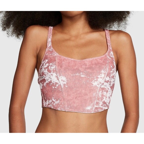 Victoria's Secret PINK Wireless Lightly Lined Corset Bra Top Size XL Cami Velvet - Picture 1 of 11